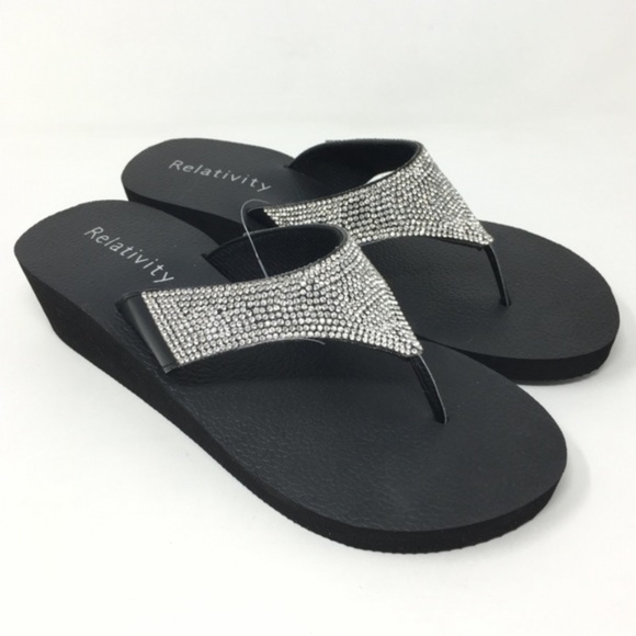 Relativity Shoes Relativity Embellished Flip Flop Wedge Sandal